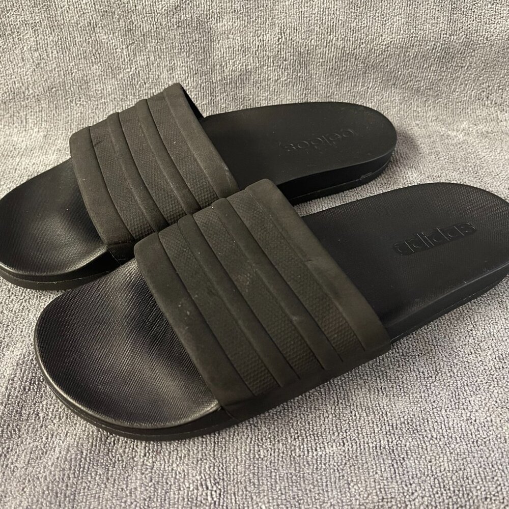 adidas Adilette Comfort Women’s Sz 9 All Black Slides Sandals - XLNT Condition!